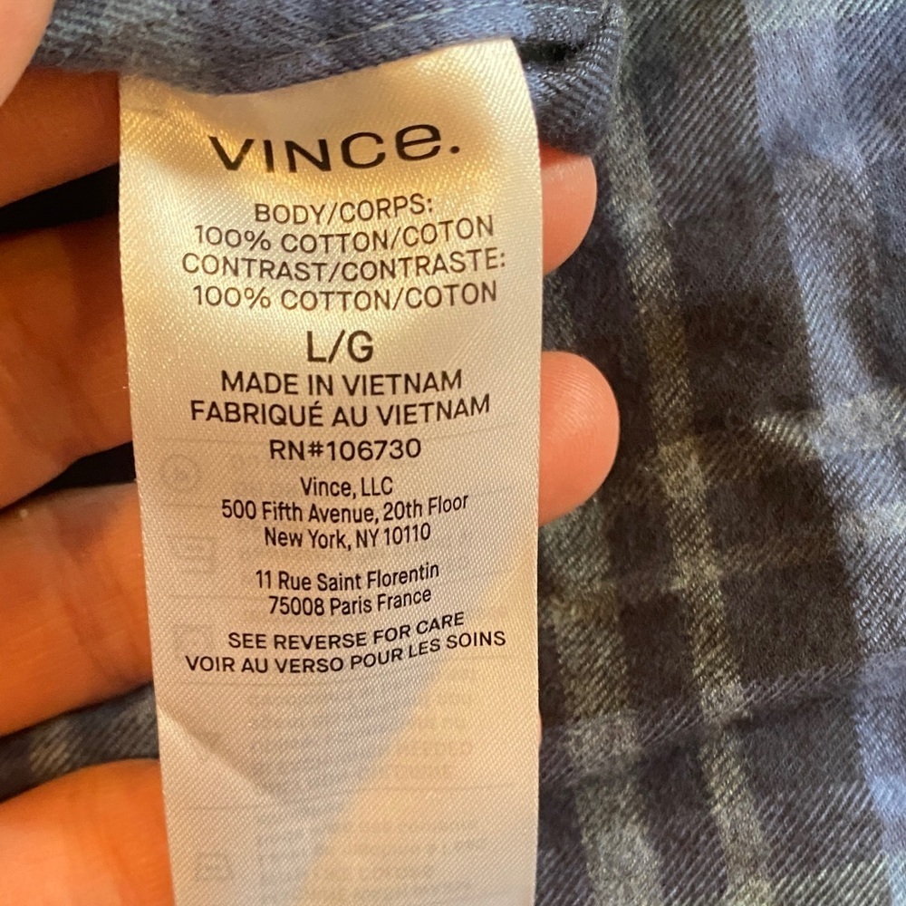 Vince Men's Blue and Black Checkered Shirt - Picture 3 of 9